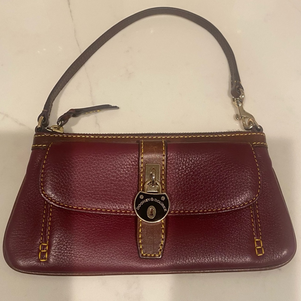 Dooney & Bourke Burgundy Pebbled Leather Clutch/Wristlet